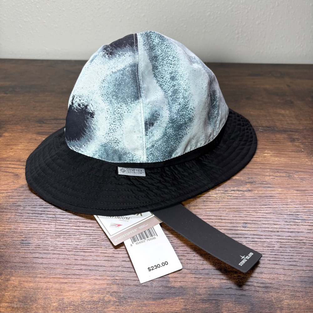 Stone Island Marina Gore-Tex Infinium Reversible Bucket Hat Black Marble Large